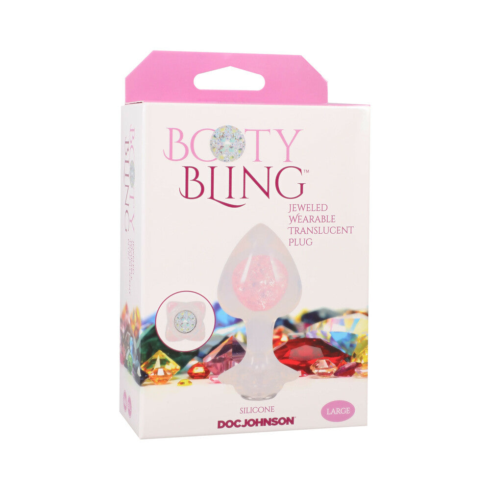 DOC JOHNSON - BOOTY BLING JEWELED WEARABLE SILICONE PLUG LARGE TRANSLUCENT