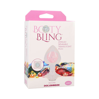 DOC JOHNSON - BOOTY BLING JEWELED WEARABLE SILICONE PLUG LARGE TRANSLUCENT