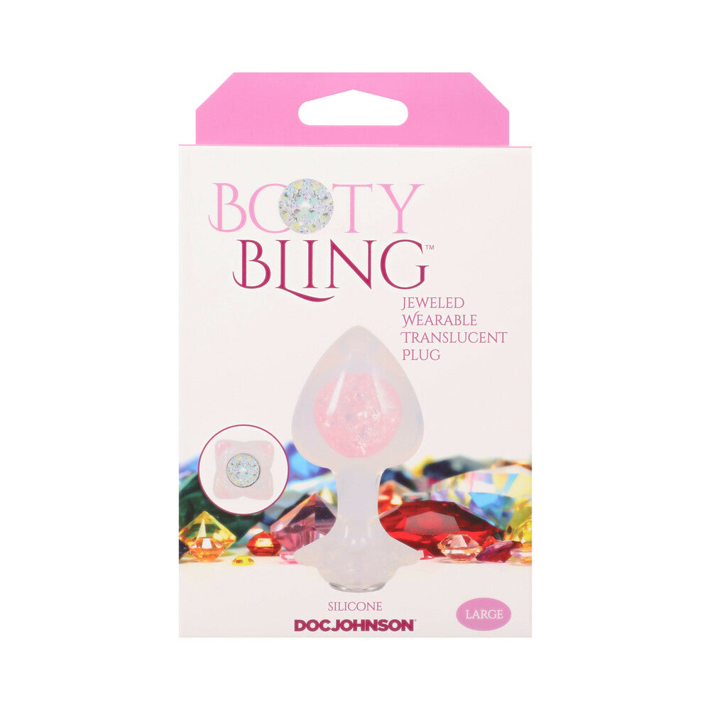 DOC JOHNSON - BOOTY BLING JEWELED WEARABLE SILICONE PLUG LARGE TRANSLUCENT