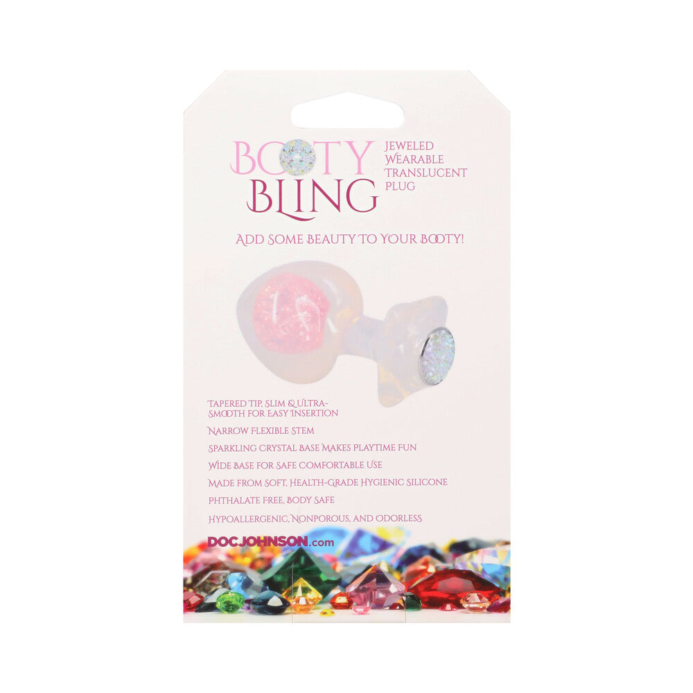 DOC JOHNSON - BOOTY BLING JEWELED WEARABLE SILICONE PLUG LARGE TRANSLUCENT