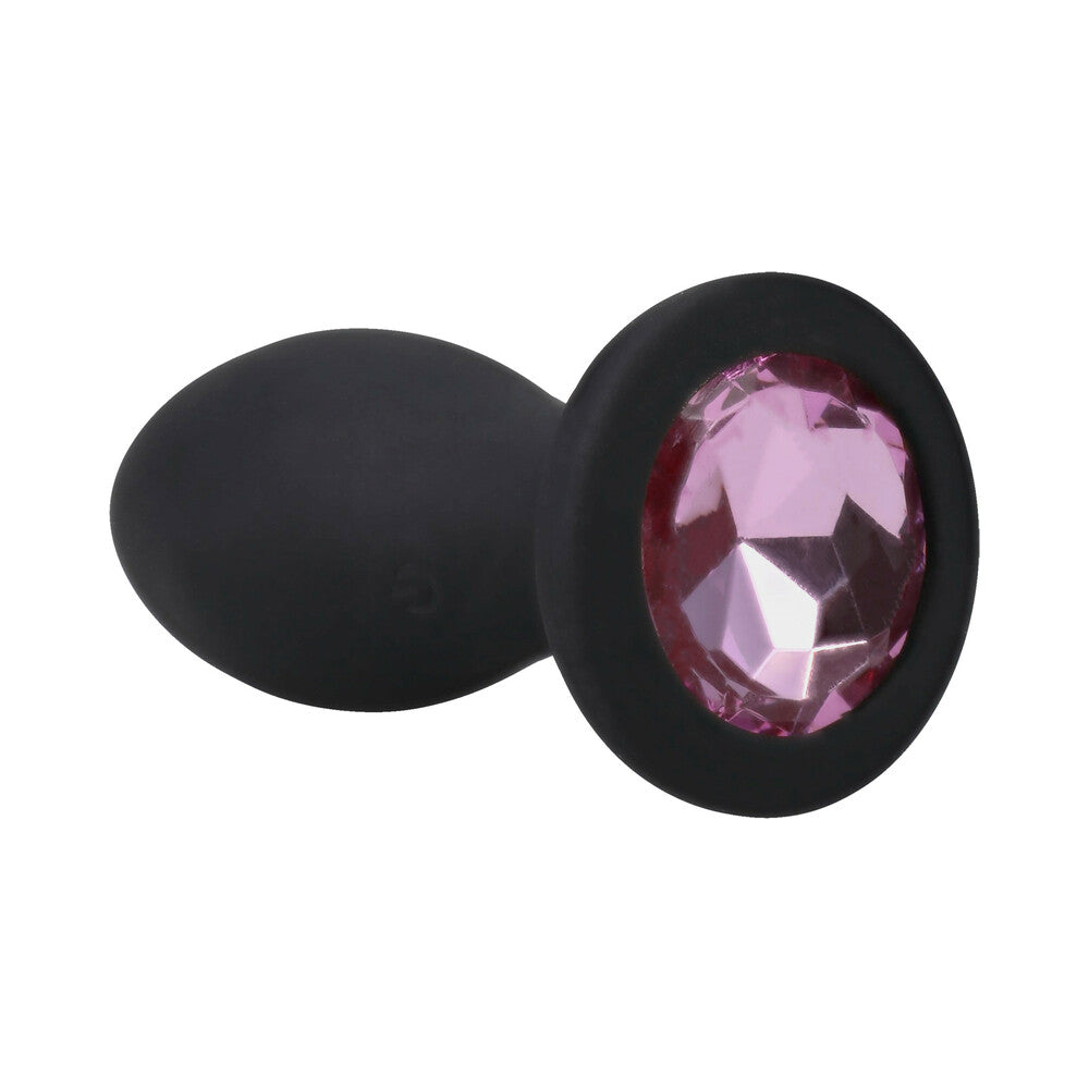 DOC JOHNSON - BOOTY BLING JEWELED WEARABLE VIBRATING SILICONE PLUG 3 IN. PINK