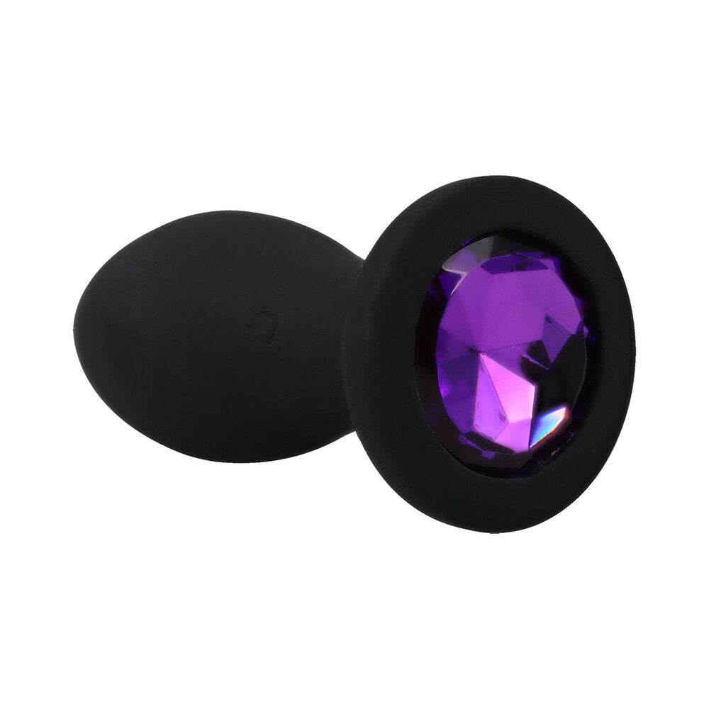 DOC JOHNSON - BOOTY BLING JEWELED WEARABLE VIBRATING SILICONE PLUG 3 IN. PURPLE