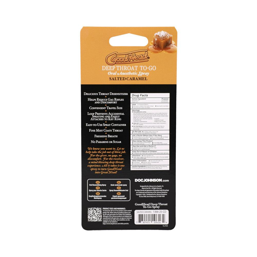 DOC JOHNSON - GOODHEAD DEEP THROAT SPRAY TO-GO SALTED CARAMEL .30 OZ.