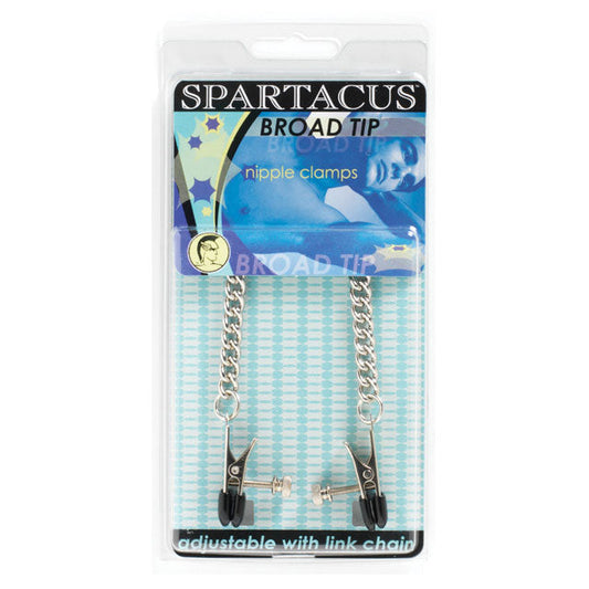 SPARTACUS - ADJUSTABLE BROAD TIP NIPPLE CLAMPS WITH CURBED CHAIN