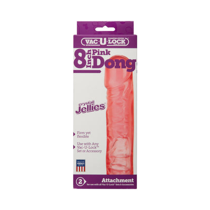DOC JOHNSON - VAC-U-LOCK - 8 INCH PINK DONG - CRYSTAL JELLIES