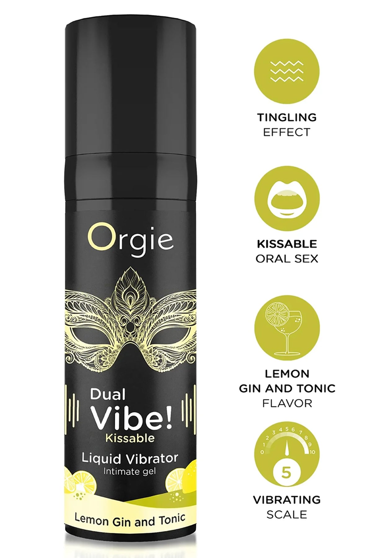 ORGIE - DUAL VIBE ! VIBRATEUR LIQUIDE BÉCHABLE GOÛT GIN TONIC CITRON