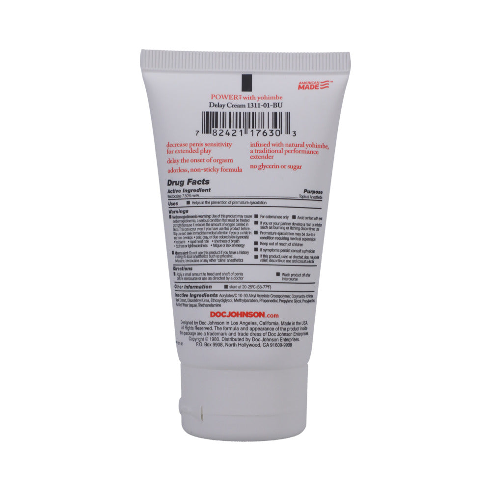 DOC JOHNSON - POWER + DELAY CREAM 1OZ.