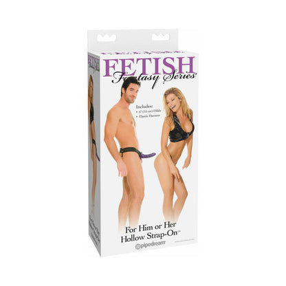 FETISH FANTASY SERIES FOR HIM OR HER 6 IN. HOLLOW STRAP-ON PURPLE/BLACK