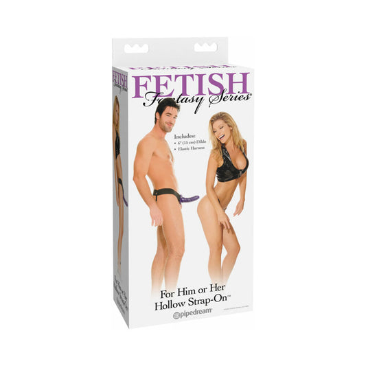 FETISH FANTASY SERIES FOR HIM OR HER 6 IN. HOLLOW STRAP-ON PURPLE/BLACK