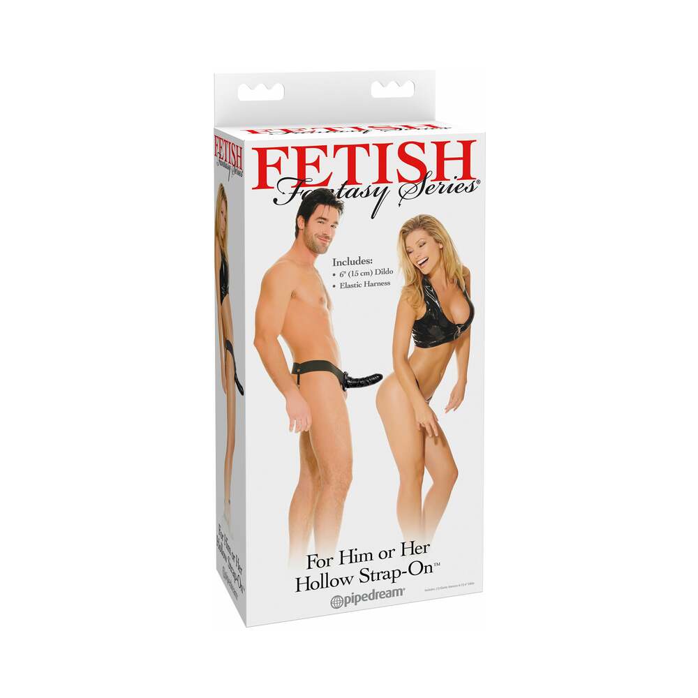FETISH FANTASY SERIES FOR HIM OR HER 6 IN. HOLLOW STRAP-ON BLACK