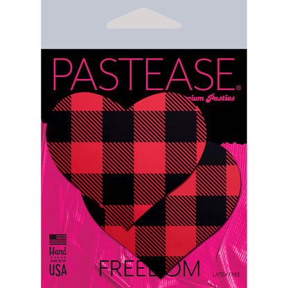 PASTEASE BUFFALO PLAID HEART PASTIES RED