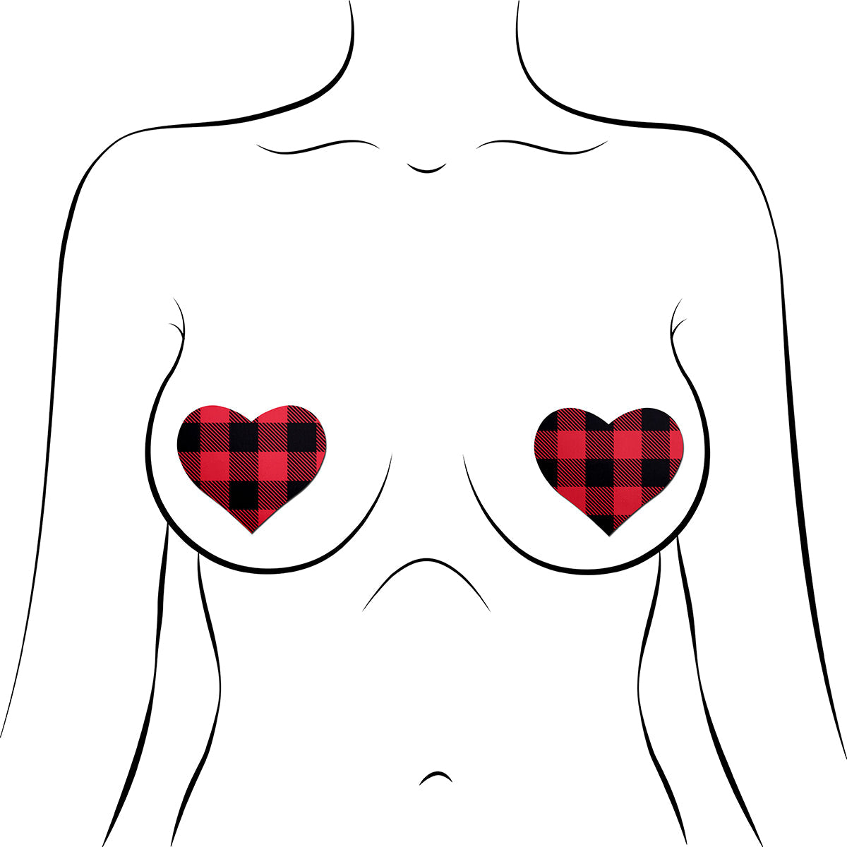 PASTEASE BUFFALO PLAID HEART PASTIES RED