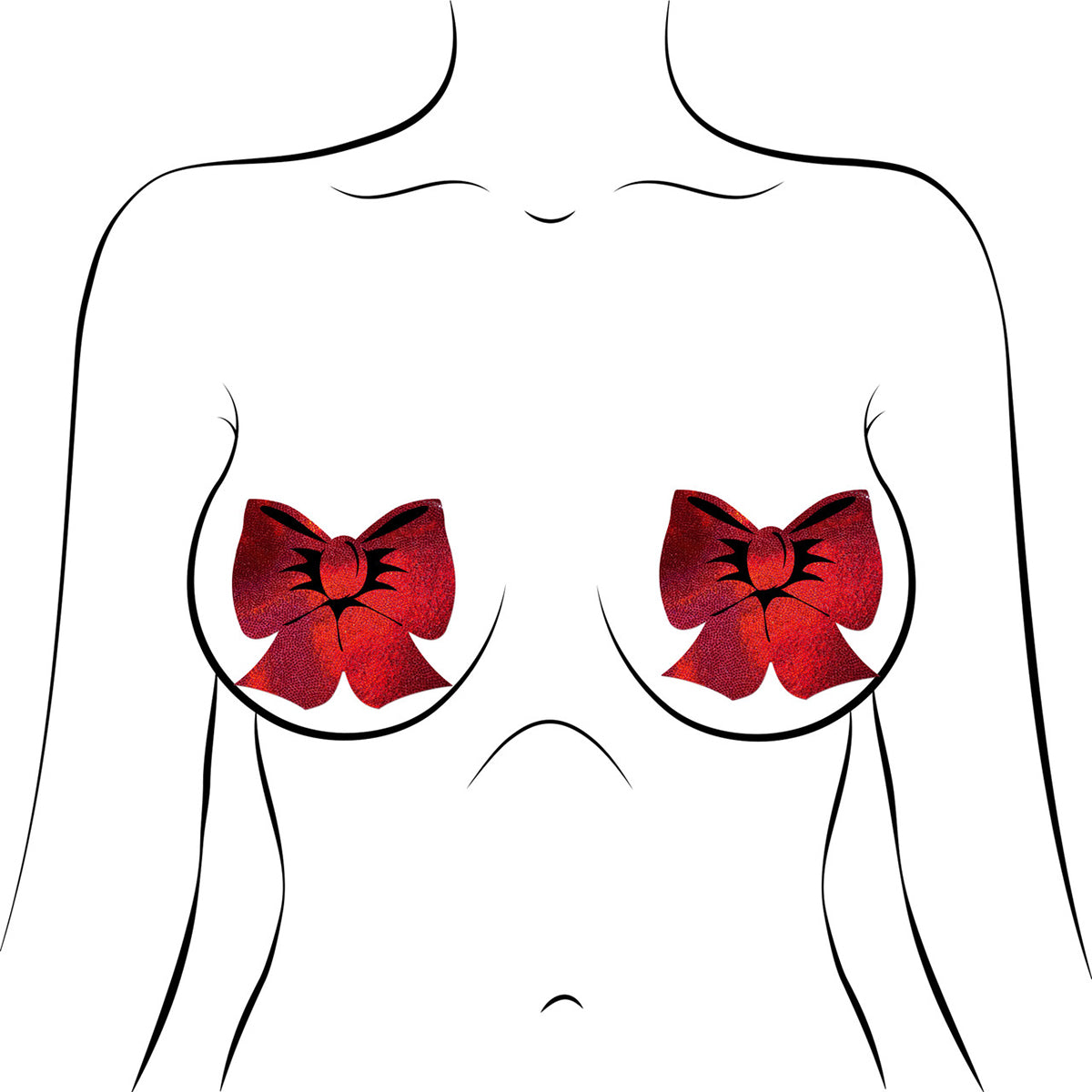 PASTEASE - HOLOGRAPHIC RED BOW PASTIES