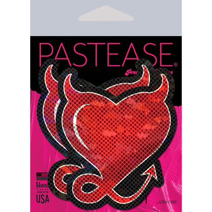 PASTEASE GLITTER DEVIL HEART PASTIES RED