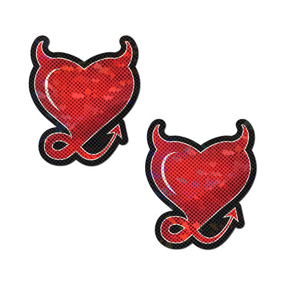 PASTEASE - GLITTER DEVIL HEART PASTIES RED