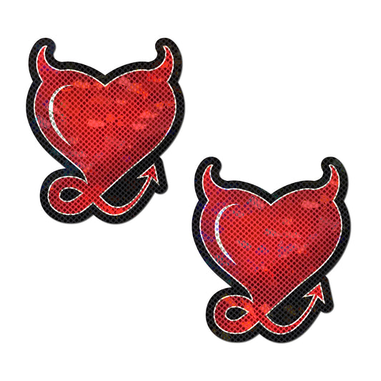 PASTEASE GLITTER DEVIL HEART PASTIES RED