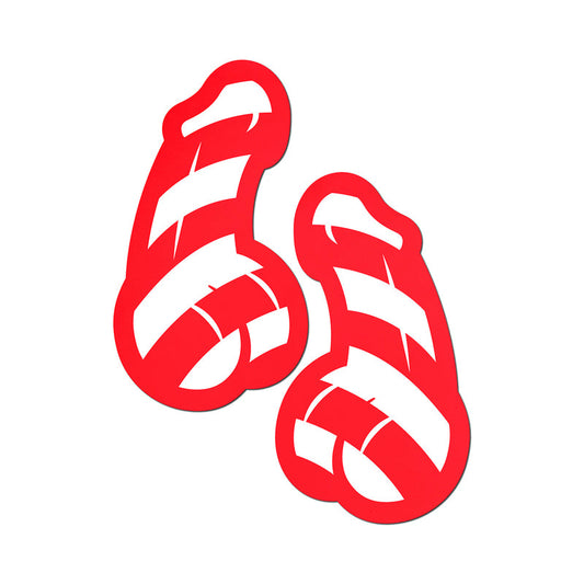 PASTEASE - CANDY CANE PENIS PASTIES RED/WHITE