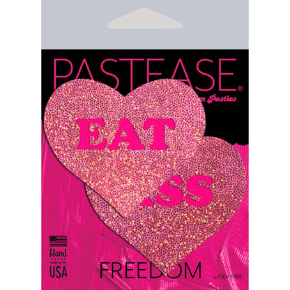 PASTEASE GLITTER ''EAT ASS'' HEART PASTIES PINK