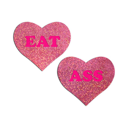 PASTEASE - GLITTER ''EAT ASS'' HEART PASTIES PINK