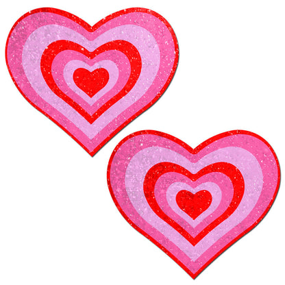 PASTEASE GLITTER PUMPING HEART PASTIES PINK/RED