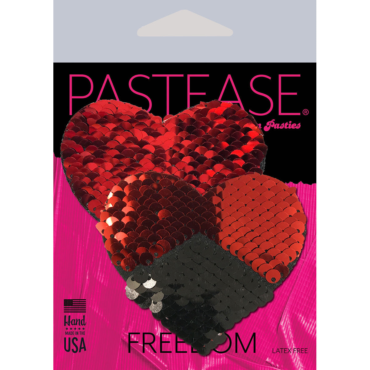 PASTEASE COLOR CHANGING SEQUIN HEART PASTIES RED/BLACK