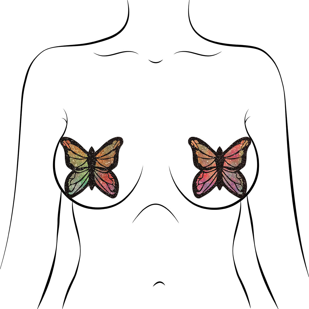 PASTEASE GLITTER BUTTERFLY PASTIES PASTEL RAINBOW