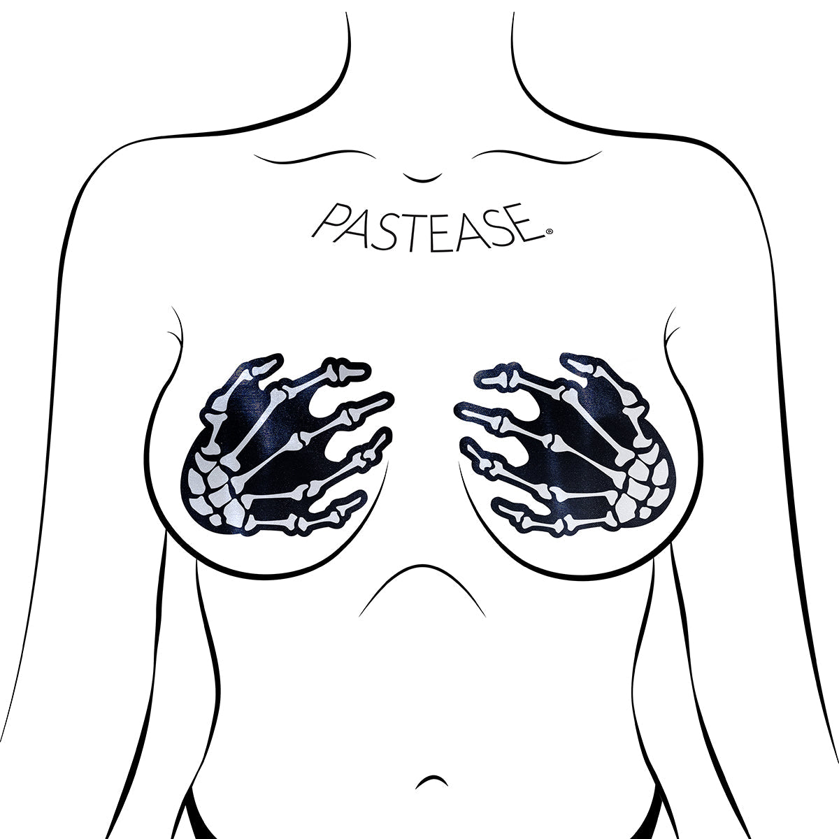 PASTEASE SKELETON HANDS PASTIES BLACK