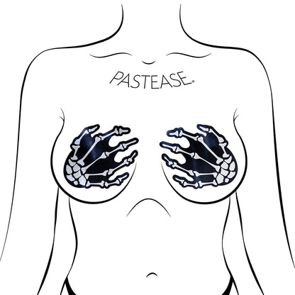 PASTEASE SKELETON HANDS PASTIES BLACK