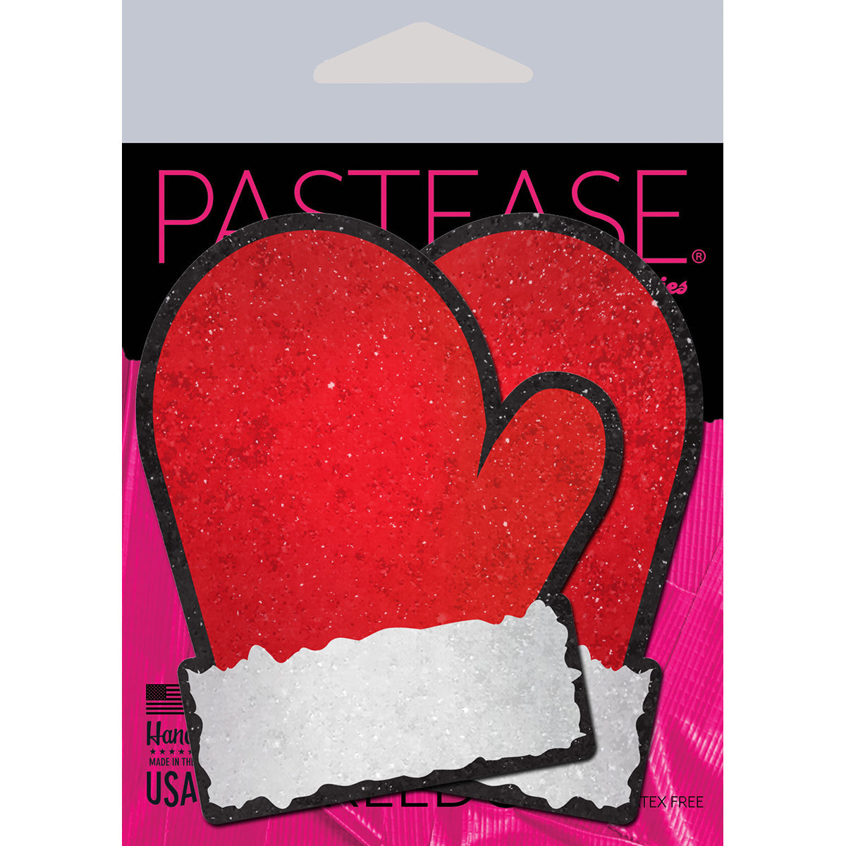 PASTEASE GLITTER SANTA MITTENS PASTIES RED/WHITE