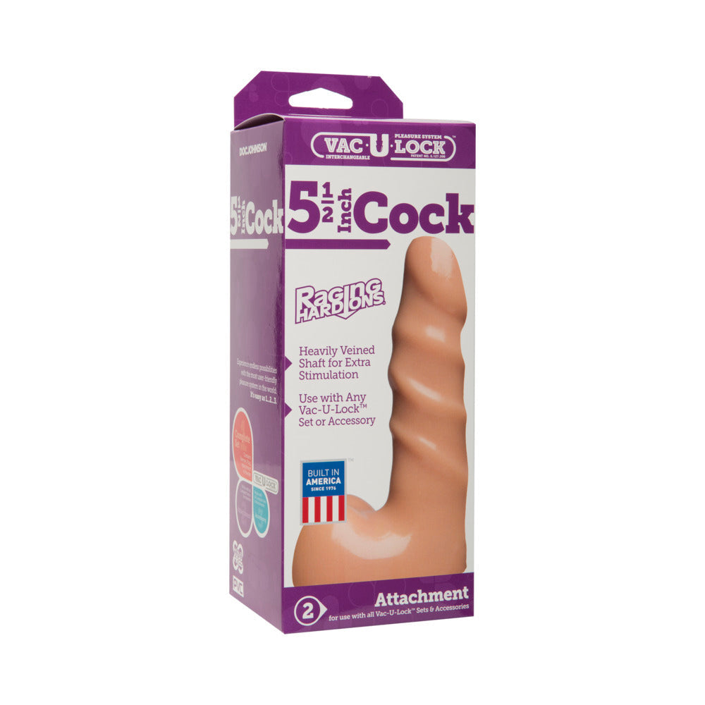 DOC JOHNSON - VAC-U-LOCK - 5.5 INCH COCK - RAGING HARD-ONS WHITE