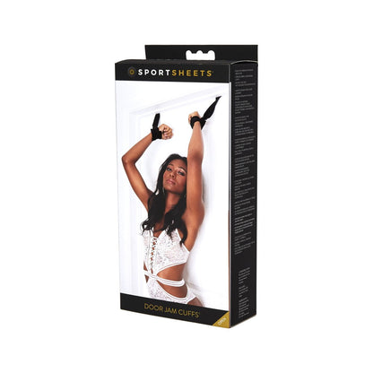 SPORTSHEETS ADJUSTABLE DOOR JAM CUFFS SET BLACK