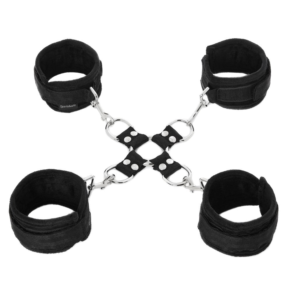 SPORTSHEETS 5-PIECE ADJUSTABLE HOG TIE & CUFF SET BLACK