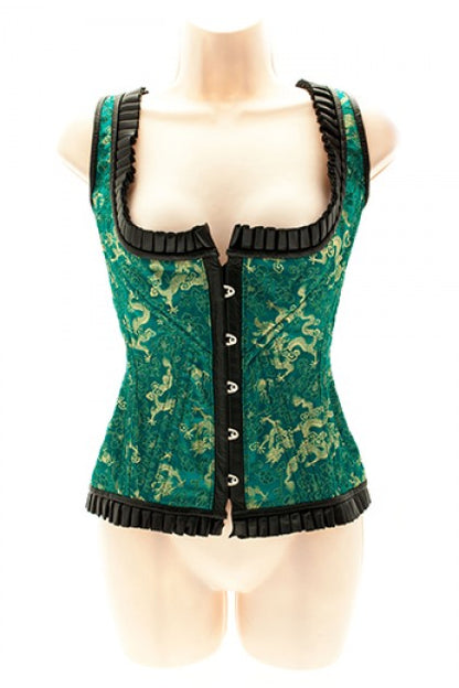 STORMY LEATHER - CORSET VERDE SEDA Y PIEL, CHINO T M