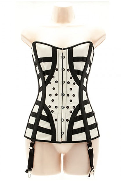 STORMY LEATHER - CORSET BLANCO/NEGRO PVC T M