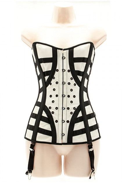 STORMY LEATHER - CORSET BLANCO/NEGRO PVC T M