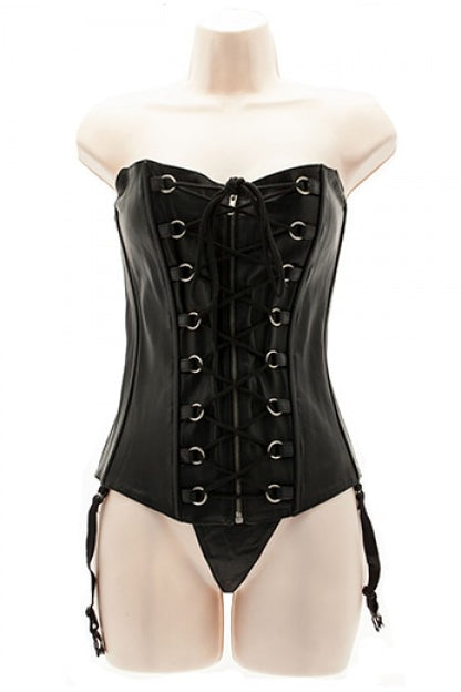 STORMY LEATHER - CORSET NEGRO,CUERO HEBILLAS C/TANGA T M