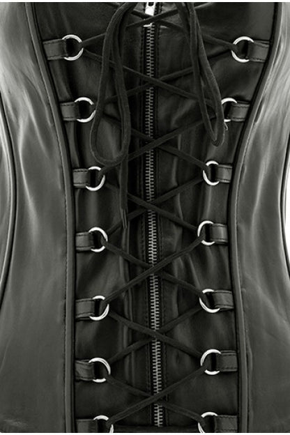 STORMY LEATHER - CORSET NEGRO,CUERO HEBILLAS C/TANGA T M