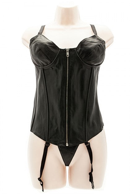 STORMY LEATHER - CORSET NEGRO,CUERO CREMALLERA TM