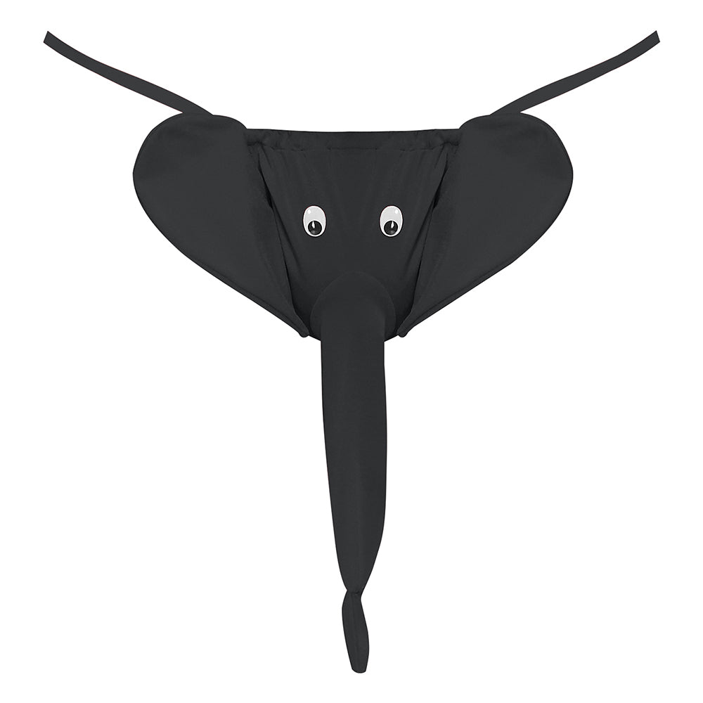 MALE POWER SQUEAKER ELEPHANT G-STRING BLACK O/S