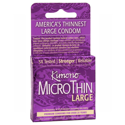 PARADISE MARKETING - KIMONO MICRO THIN LARGE CONDOMS (3 PACK)