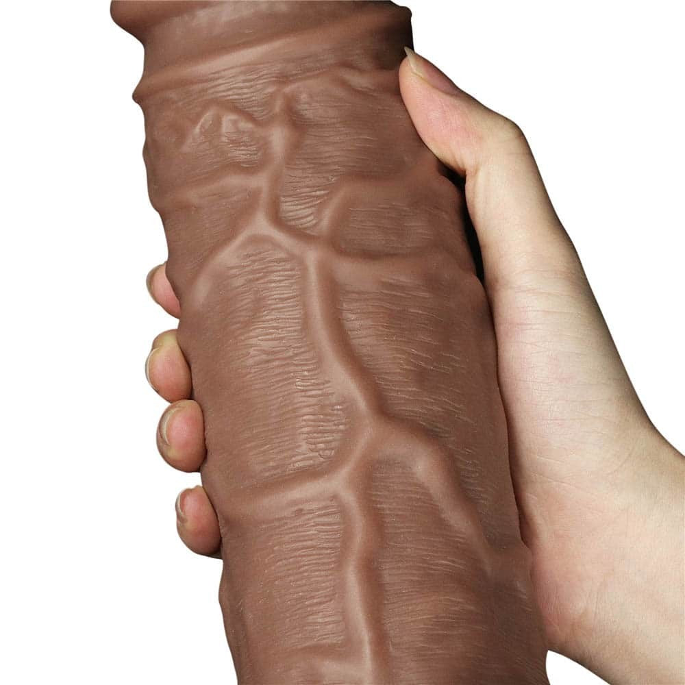 LOVETOY - 10.5'' REALISTIC CHUBBY VIBRATING DILDO BROWN