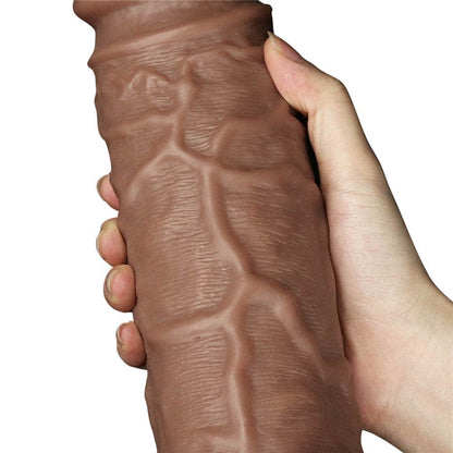 LOVETOY - 10.5'' REALISTIC CHUBBY VIBRATING DILDO BROWN