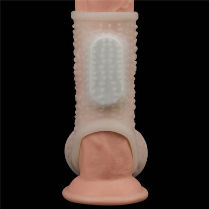 LOVETOY - VIBRATING DRIP KNIGHTS RING WITH SCROTUM SLEEVE (WHITE)