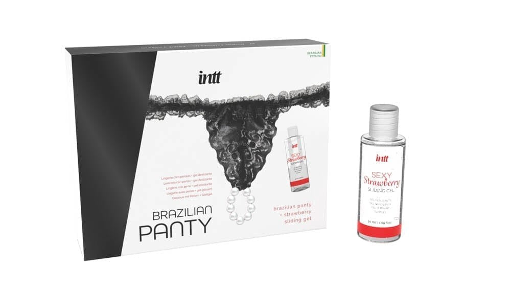 INTT - BLACK BRAZILIAN PANTY + SLINDING GEL