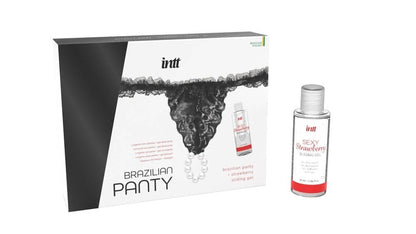 INTT - BLACK BRAZILIAN PANTY + SLINDING GEL