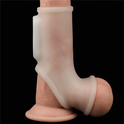 LOVETOY - VIBRATING SILK KNIGHTS RING WITH SCROTUM SLEEVE (WHITE) I