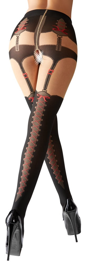 COTTELLI LEGWEAR - TIGHTS WITH SUSPENDER STRAPS