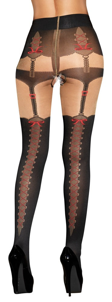 COTTELLI LEGWEAR - TIGHTS WITH SUSPENDER STRAPS