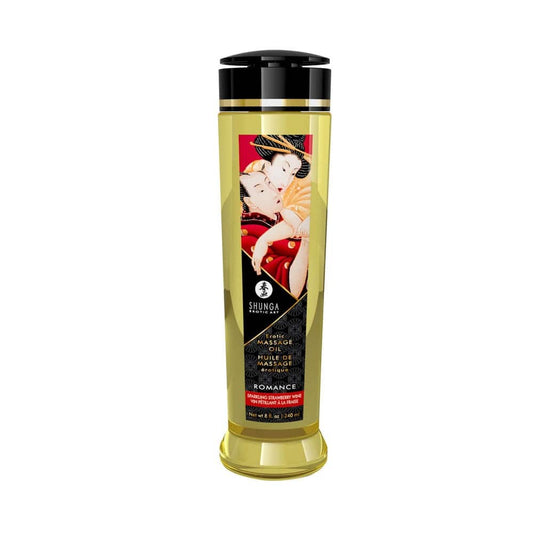 SHUNGA - EROTIC MASSAGE OIL 240 ML / 8 OZ SPARKLING STRAWBERRY WINE
