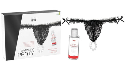 INTT - BLACK BRAZILIAN PANTY + SLINDING GEL